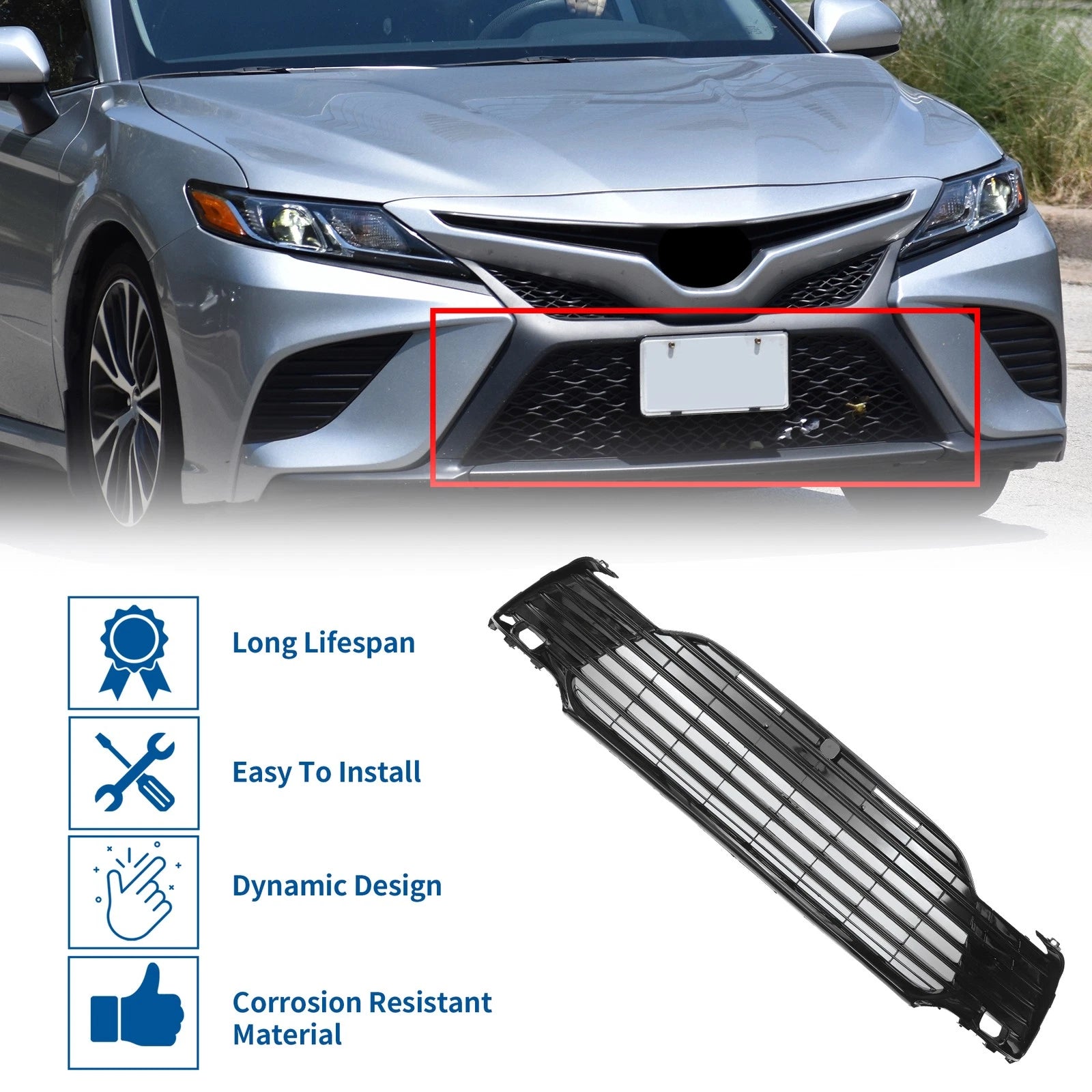 Front Lower Bumper Grille Grill Replacement for Toyota Camry LE (2021–2022)