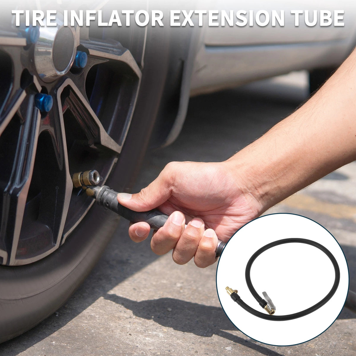 Tire Inflator Extension Tube 27.56in Replacement for Car Bike (32TPI)
