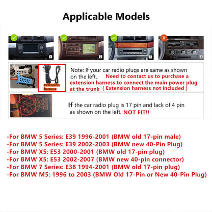 Carplay Stereo Radio GPS Navigation for BMW E38 E39 E53 M5 X5 (1995–2006)