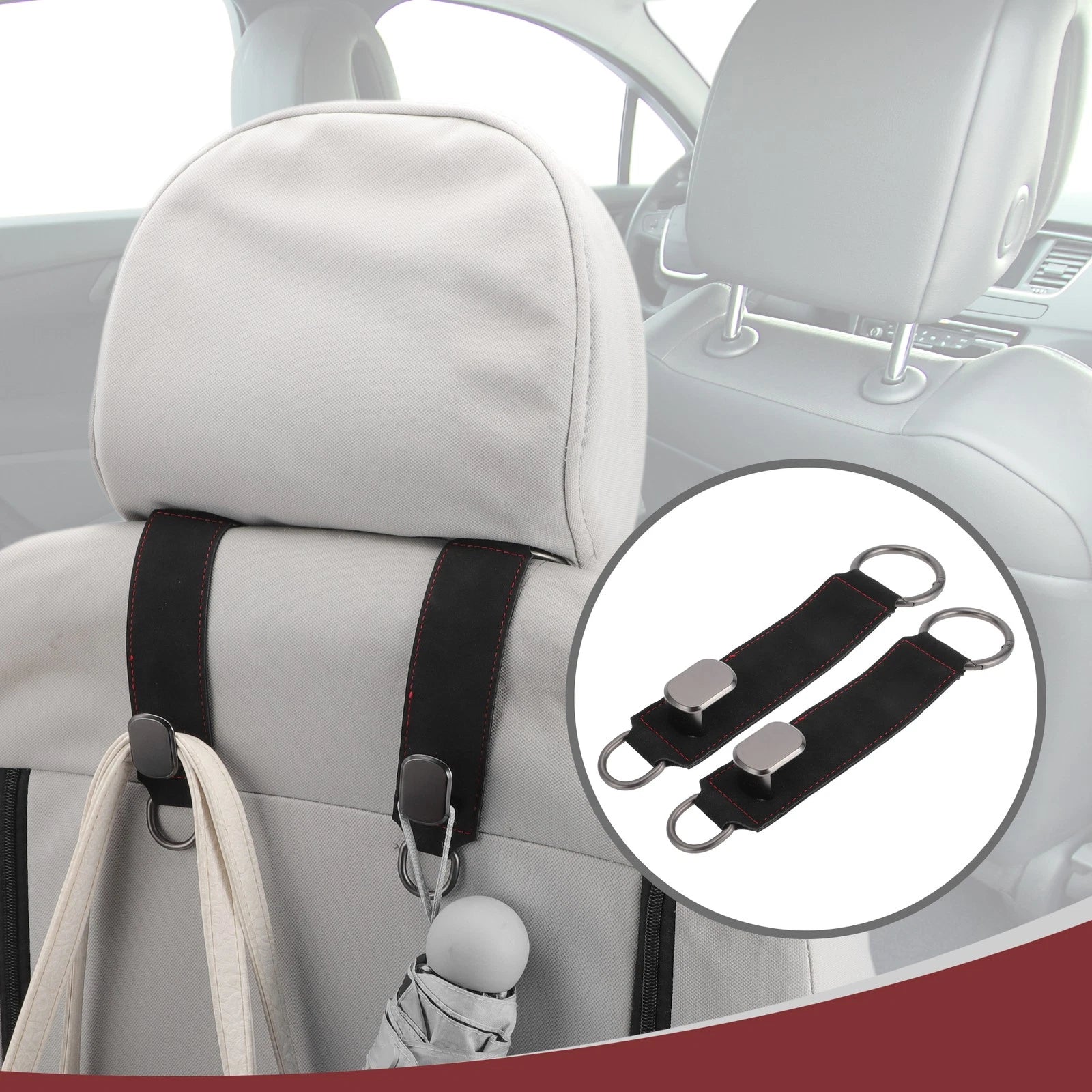 2 Pcs Universal Car Seat Headrest Hook for Hanging Purses (Black)