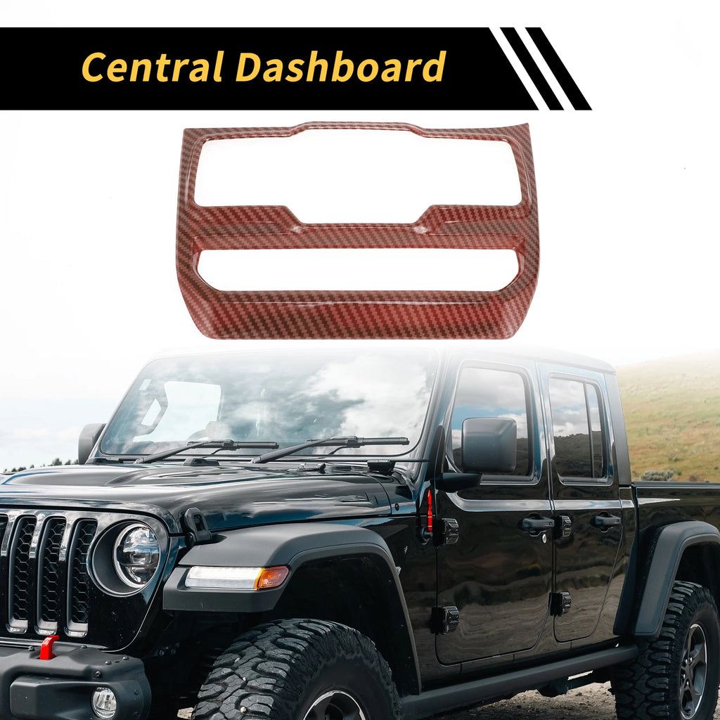 Dashboard Center Console Window Control Panel Cover for Jeep (Carbon Fiber Red)