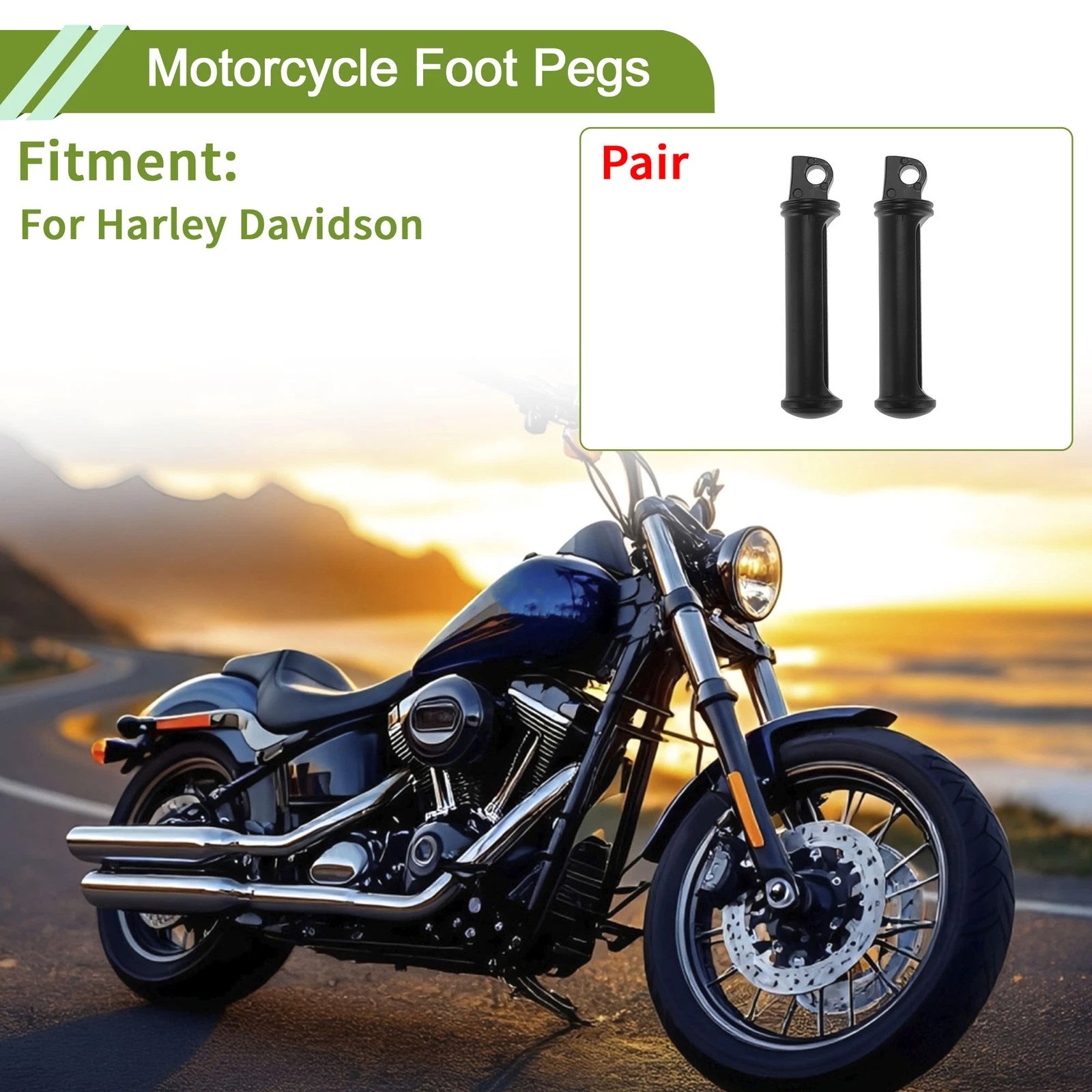 Foot Pegs for Harley Davidson (1 Pair) Matte Black