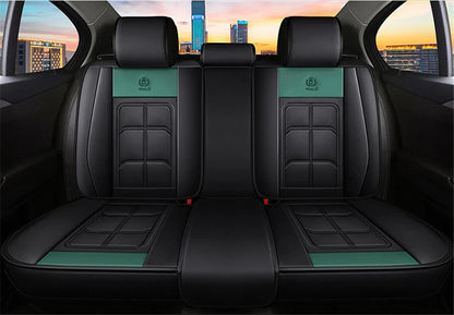 Full Set of Universal Green Black Leather Car Seat Covers