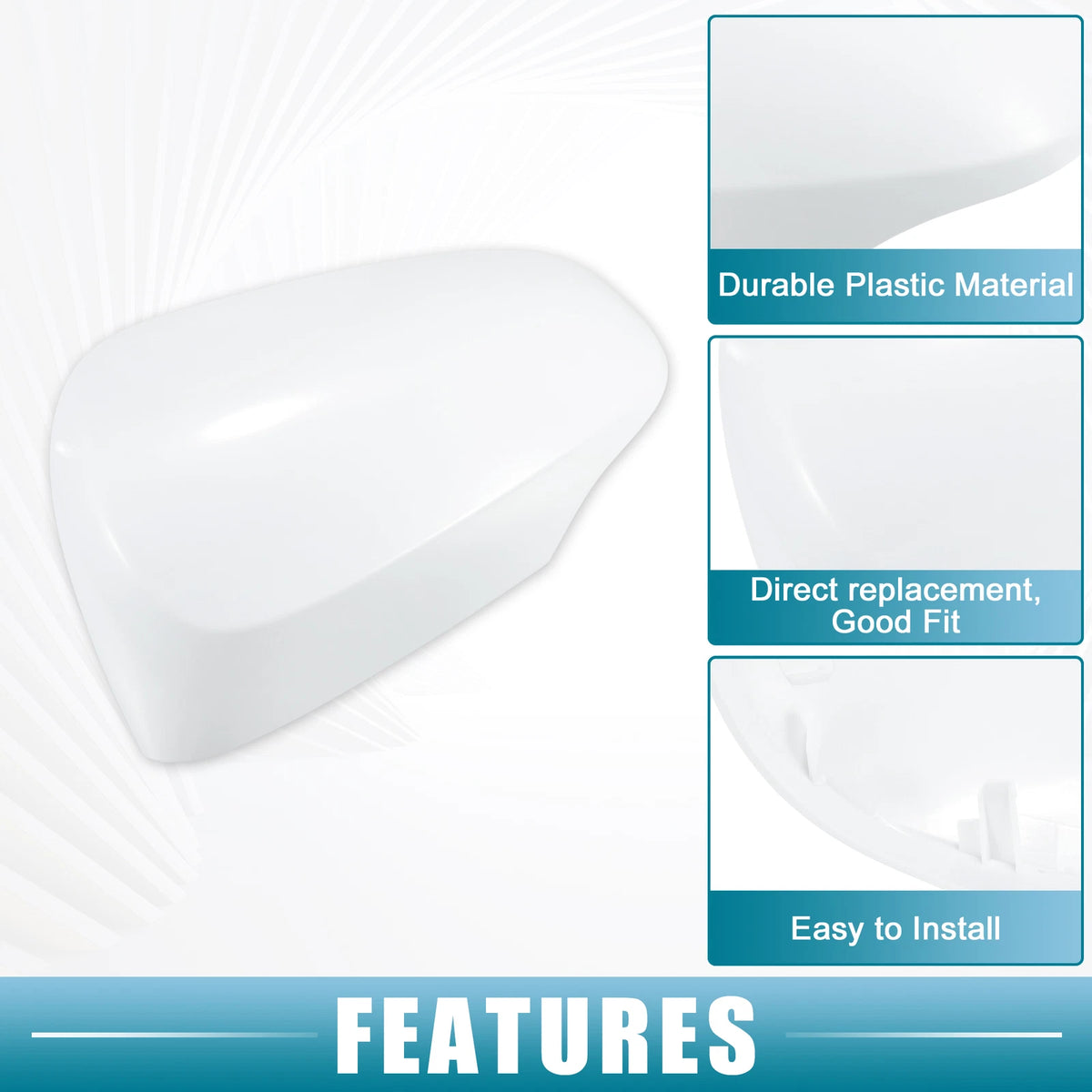 Set of 3 Left Rearview Mirror Covers for Toyota Prius C (2012–2018) No.8794552170B White