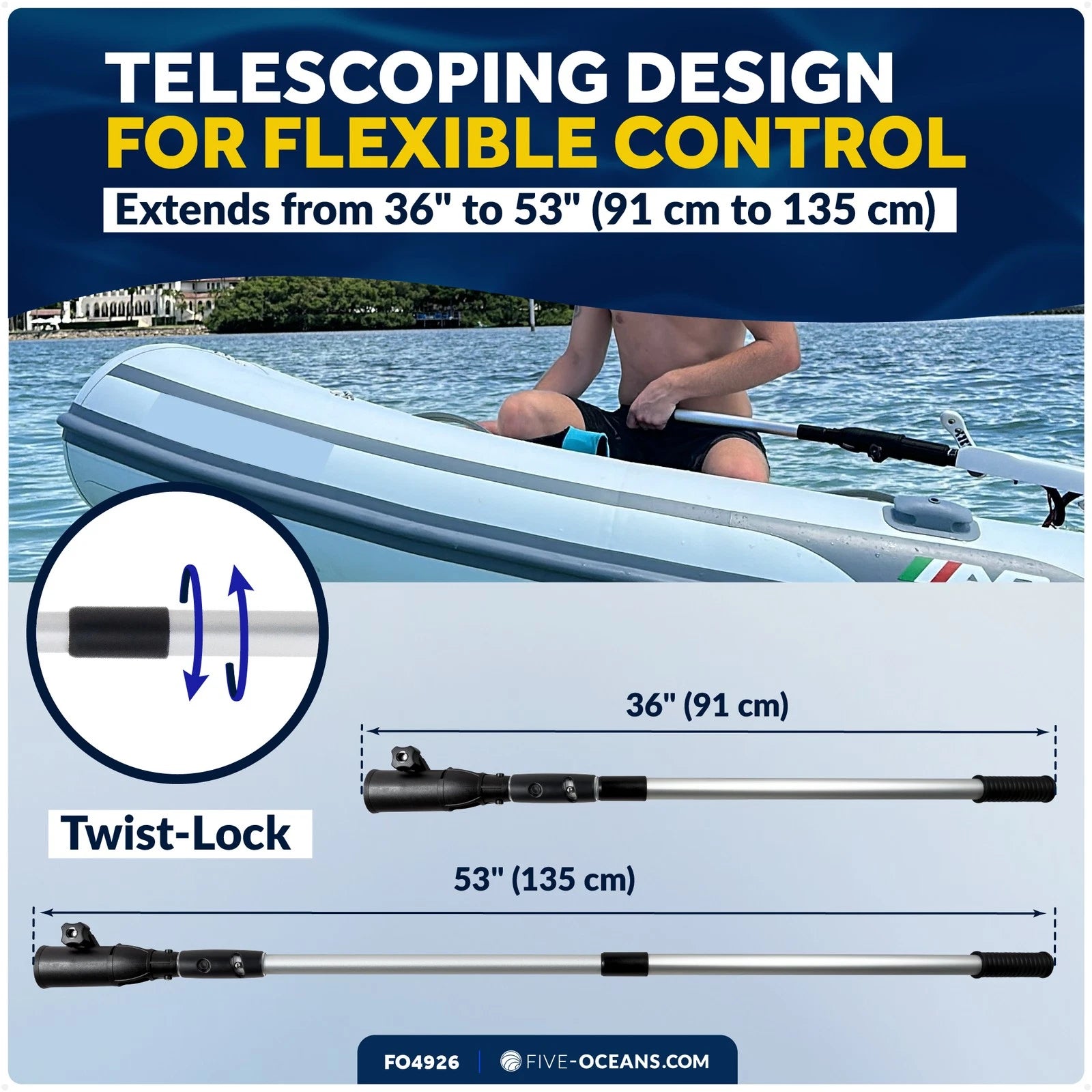 Universal U-Joint Telescopic Tiller Extension Handle (36" – 53")