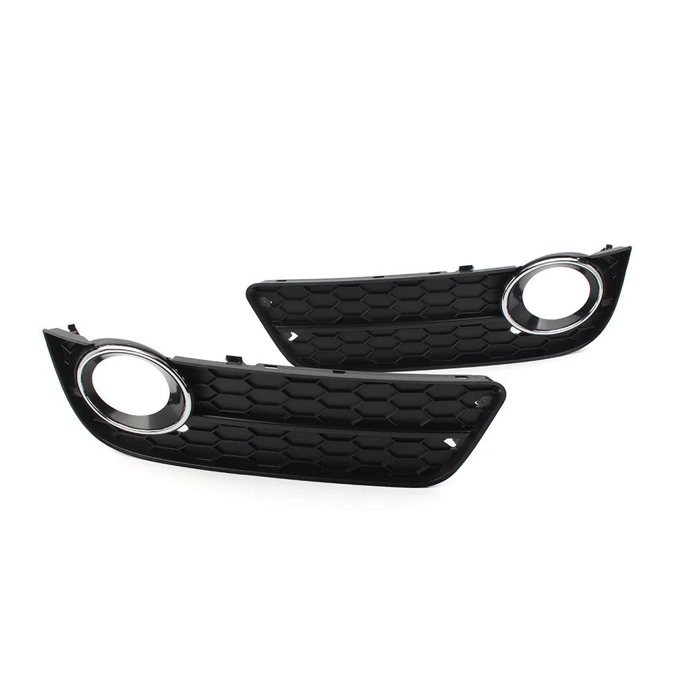 2X Front Bumper Fog Light Grille Cover with Chrome Ring for Audi A5 (2008–2011)