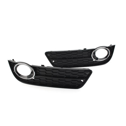 2X Front Bumper Fog Light Grille Cover with Chrome Ring for Audi A5 (2008–2011)