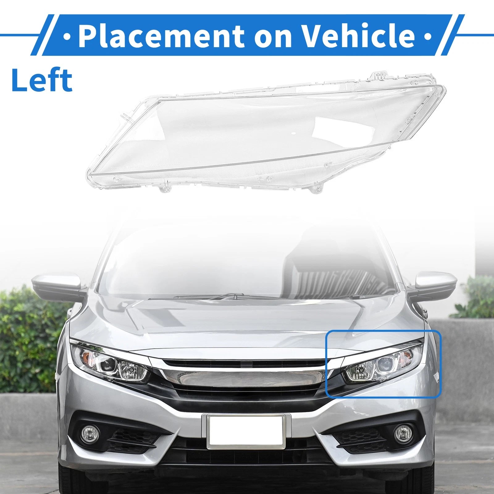 Front Left Headlight Lens Cover Replacement for Honda Crosstour (2011–2013)