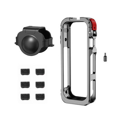 Aluminum Camera Cage for Insta360 X5 with Windscreen Accessory