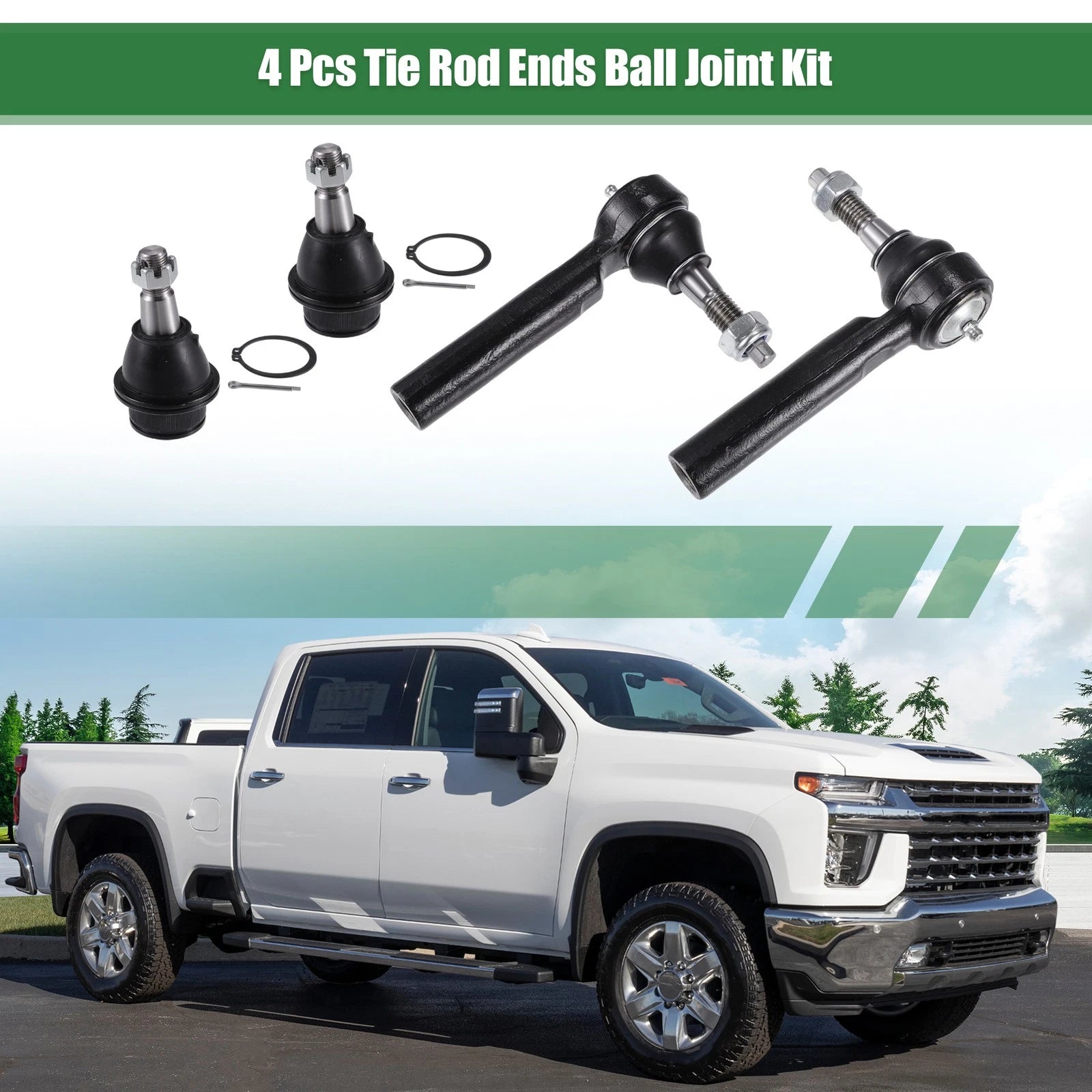 4PC Front Suspension Tie Rod End Kit Replacement for Chevrolet Tahoe (2007–2014)