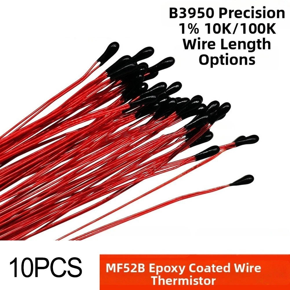 10 Pack MF52B 10K Thermistor 3950 B Value 1% Tolerance Temp Sensor