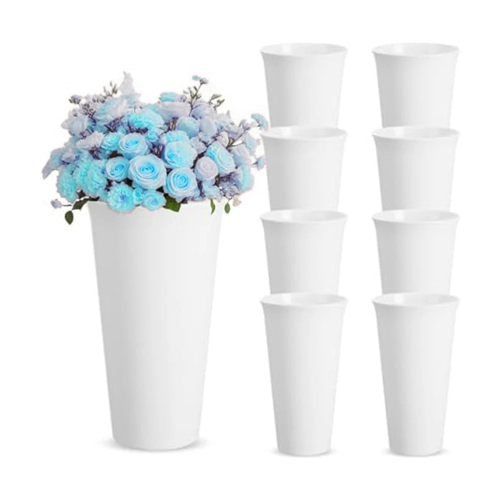 8 Pack Plastic Flower Vases for Wedding and Home Decor