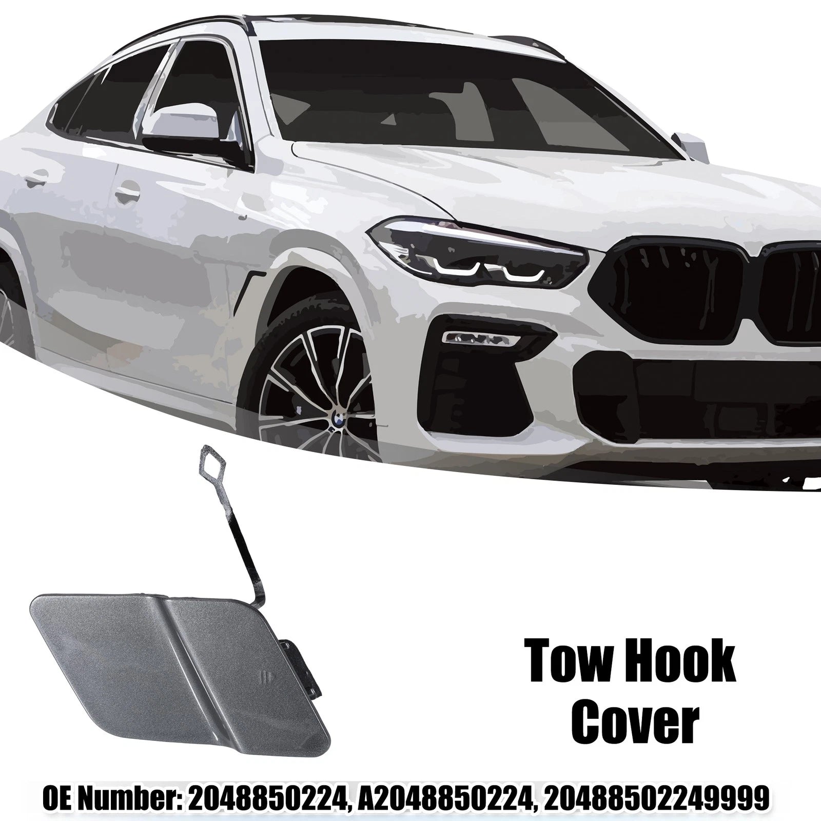 Front Tow Hook Eye Hole Cover Replacement for Mercedes Benz X204 GLK250 (2010–2015)
