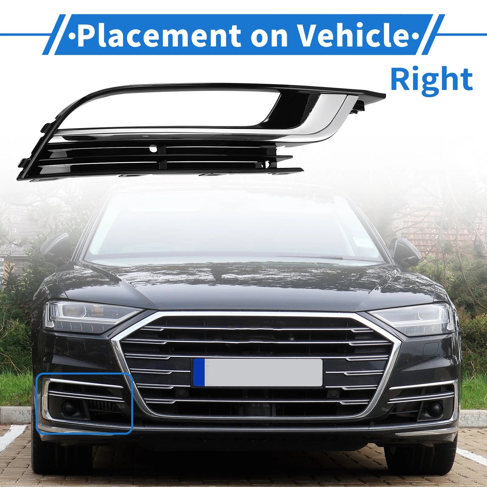 Car Front Right Fog Light Grill Replacement for Volkswagen CC (2013–2016)