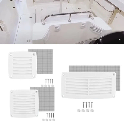 Square Louvered Air Vent Grille Cover for RV Boat (White ABS)
