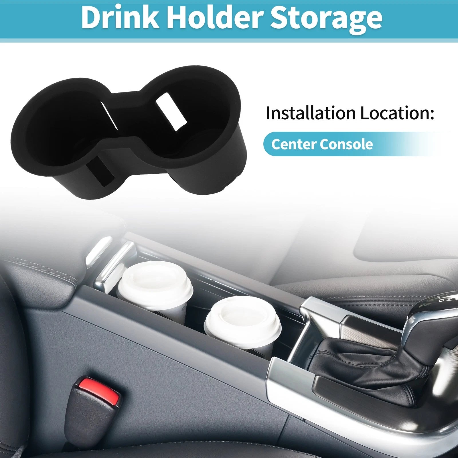 Center Console Cup Holder Organizer for Toyota Highlander (2020–2024) Black