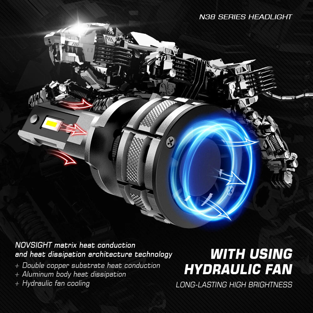 2X 9006 LED Headlight Bulbs Kit for NOVSIGHT (6500K, 80W, 15000LM)