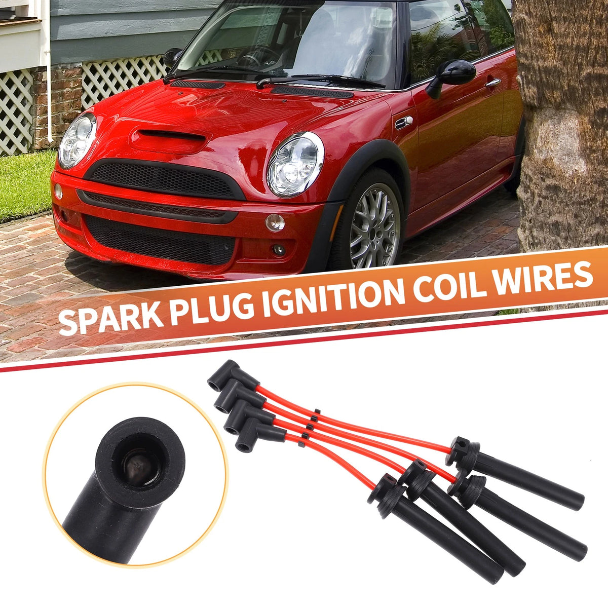 Set of 4 Spark Plug Wire Ignition Coil Cables for Mini Cooper (2002–2007)