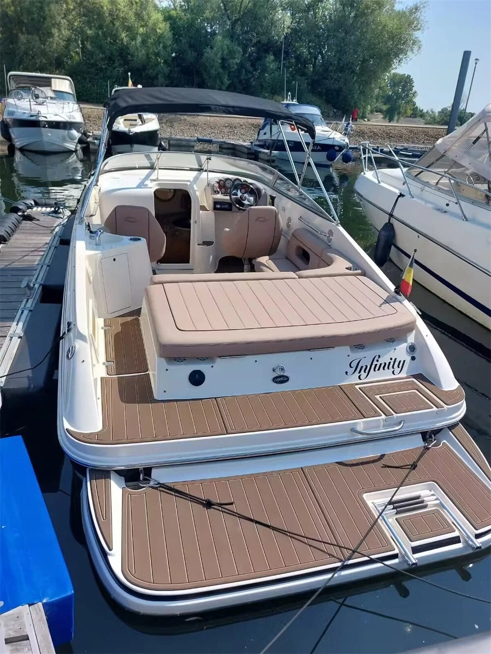 EVA Foam Cockpit Pad for Rinker 232 (2004) - Faux Teak Deck Floor Mat