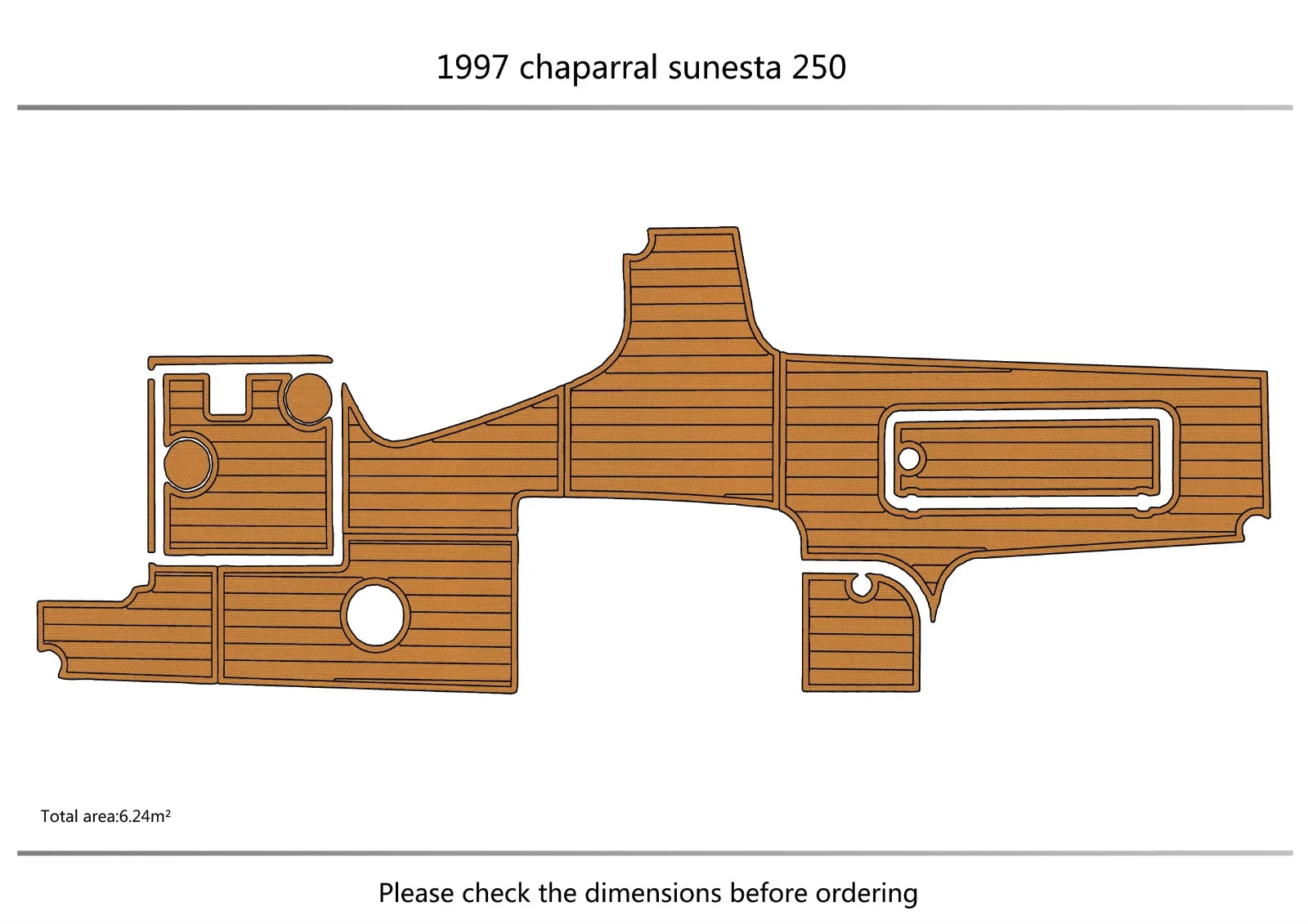 EVA Foam Faux Teak Deck Flooring Mat for Chaparral Sunesta 250 (1997)