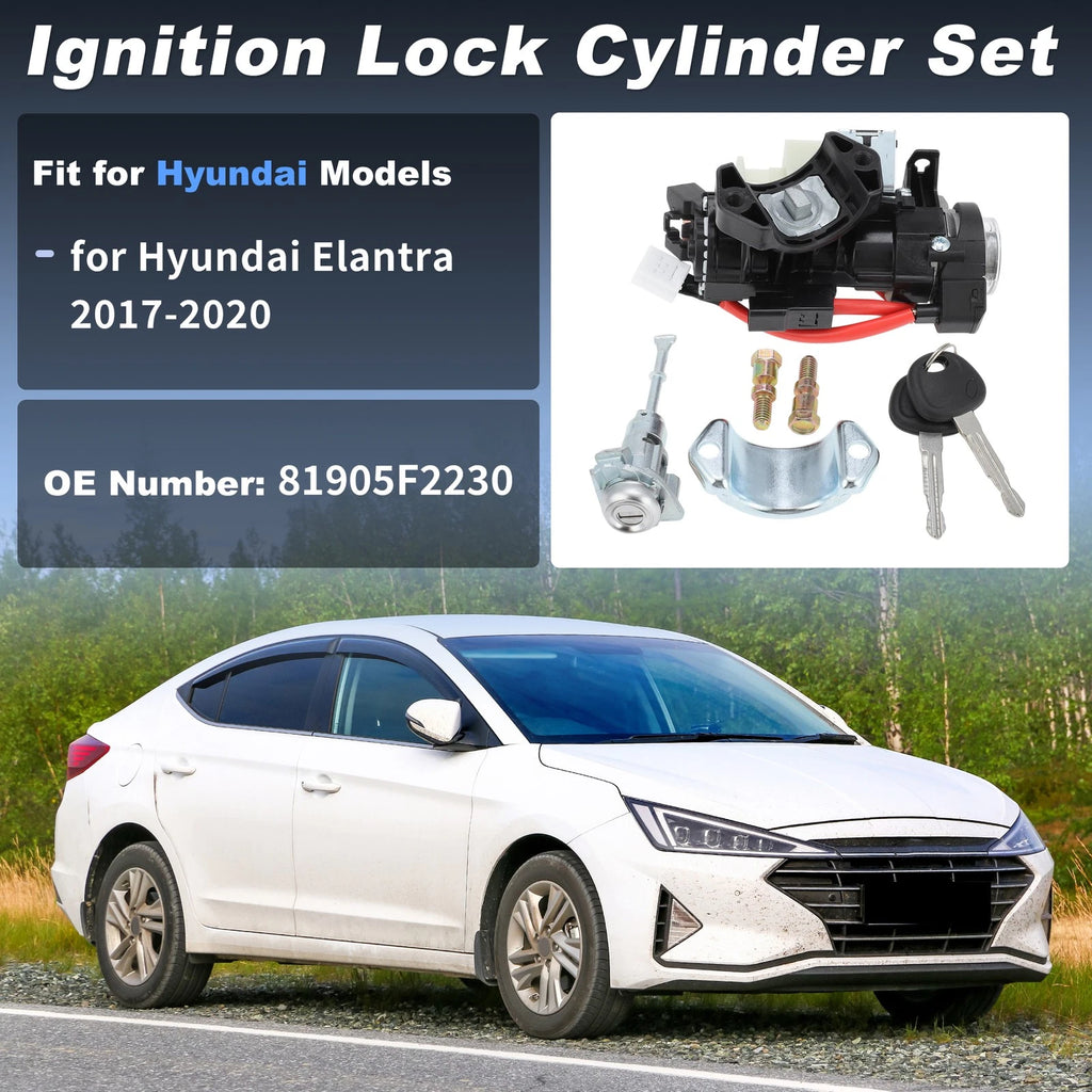 Ignition Lock Switch and Door Lock with Key for Hyundai Elantra (2017–2020)