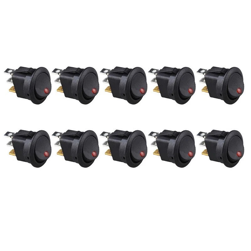 10x Red LED Rocker Switch for Car Boat (DC 12V)