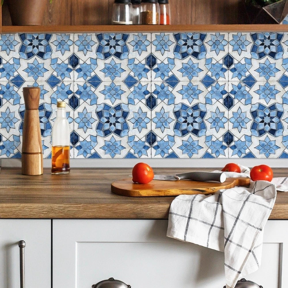 12Pcs Matte Floral Wall Tile Stickers for Wall Use