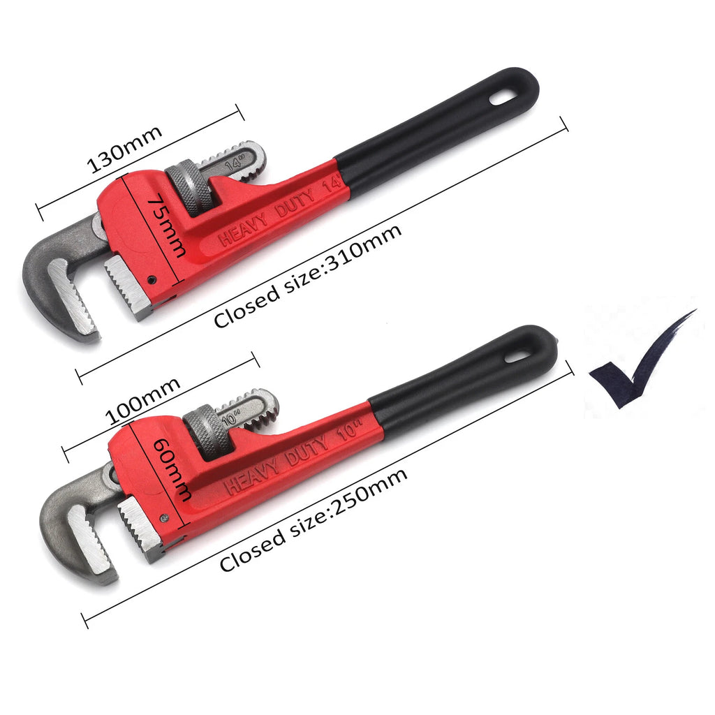 10in Cast Iron Pipe Wrench Adjustable Heavy Duty Spanner
