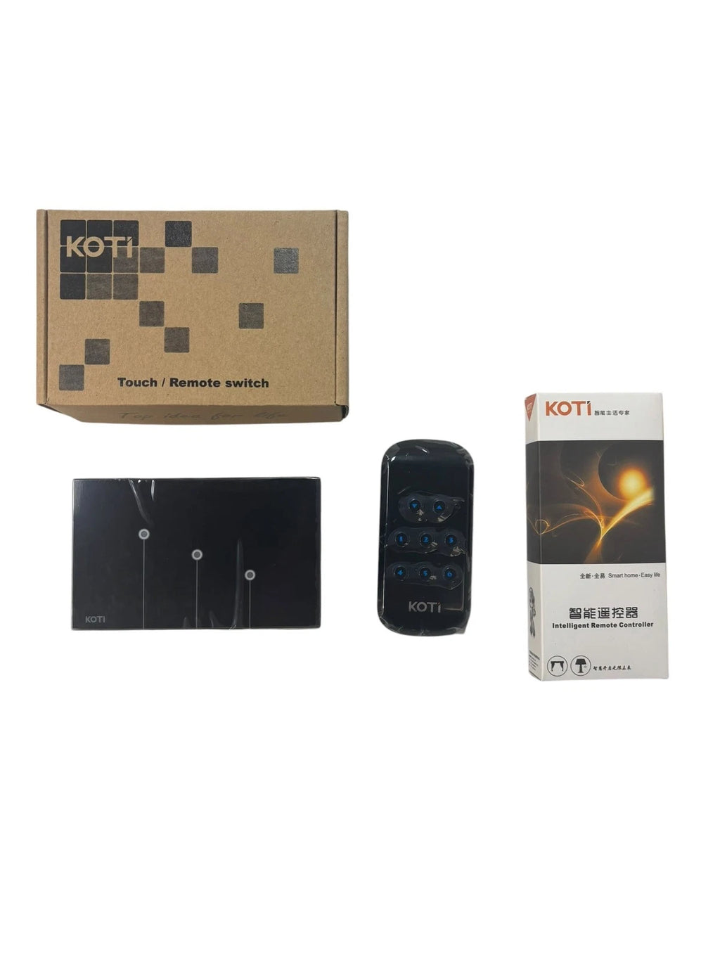 3 Gang Black Light Switch for Koti (240V 50-60Hz) with Remote Controller