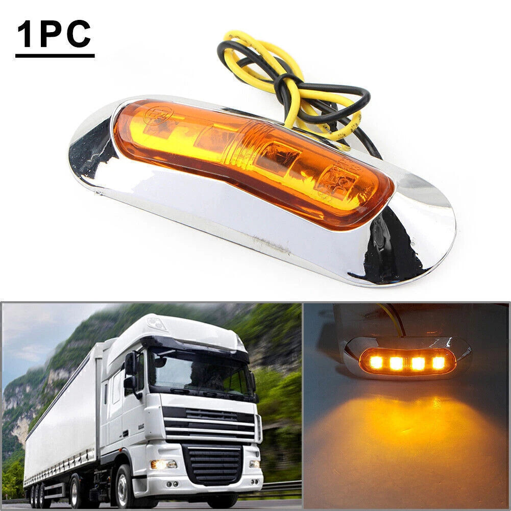 1PC 4 LED Side Clearance Marker Light Fit Truck Trailer Pickup 12V 24V Amber