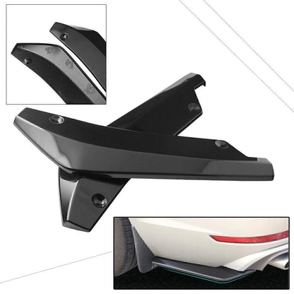 2X Anti-Scratch Rear Bumper Lip Wrap Diffuser Splitter Canard Black