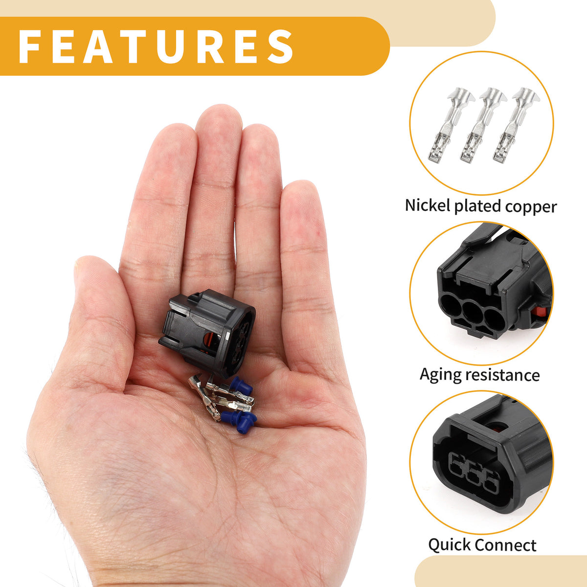 3 Pin Fog Light DRL Lamp Connector Plug for Honda Civic (2016–2019)