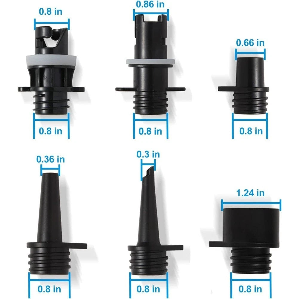 6 Piece Spiral Valve Adapter Set for Inflatable Paddle Boards