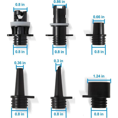 6 Piece Spiral Valve Adapter Set for Inflatable Paddle Boards