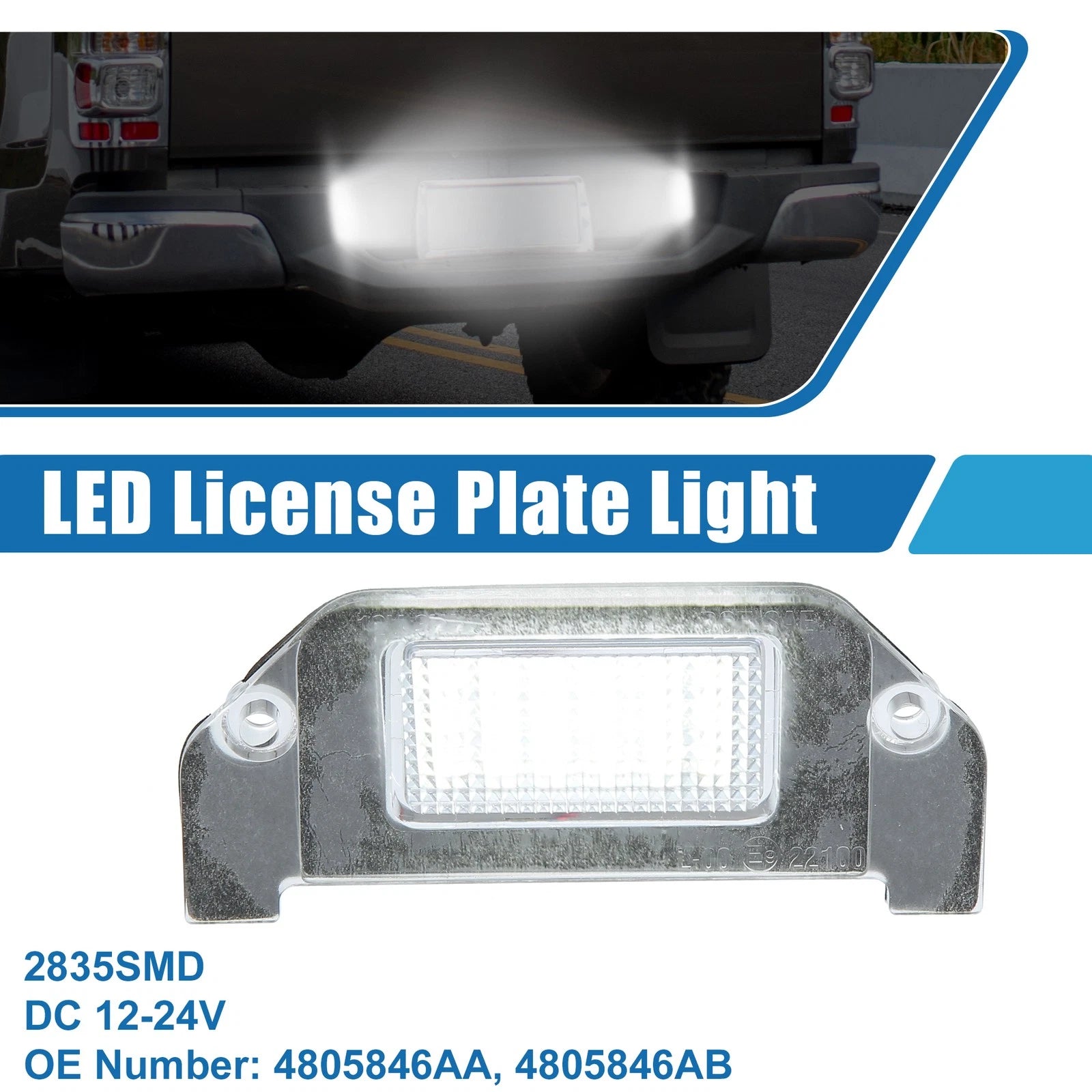 White LED License Plate Light Assembly for Dodge Dart (2013–2016)