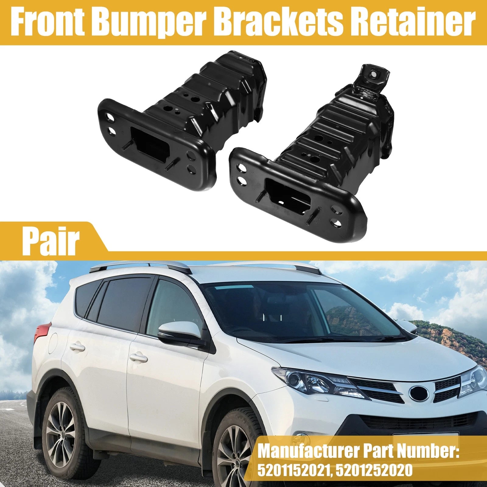 Bumper Brackets Front Left Right Pair for Toyota Yaris Base (2007–2012)