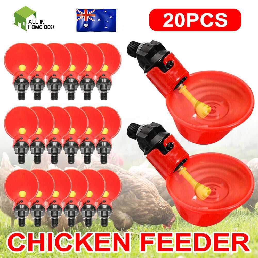 Set of 20 Automatic Chicken Drinker Cups for Poultry Watering