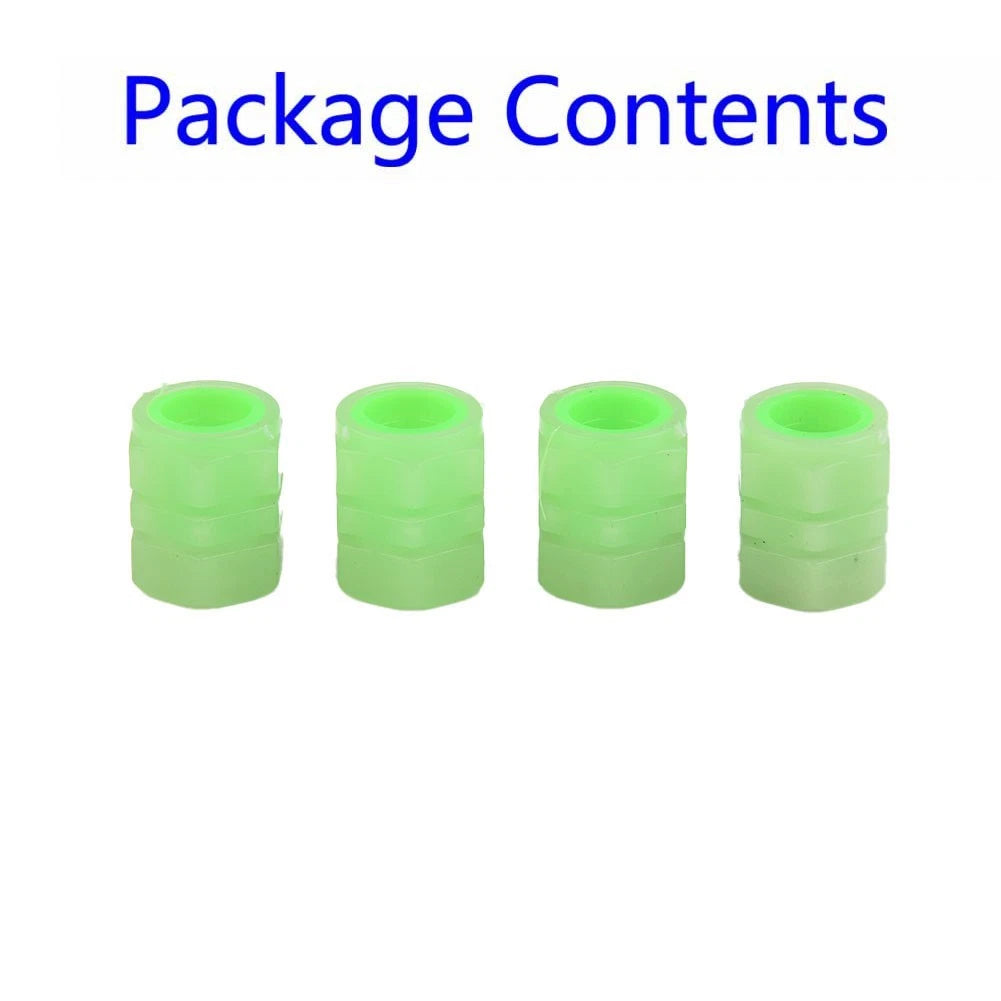 4X Luminous Tire Valve Caps for Vehicle Wheel Glow Dust Cover Kit