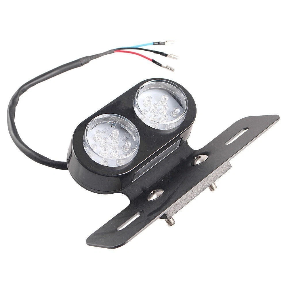 Black LED License Plate Mount with Tail Light for ATVs, Dirt Bikes, Choppers