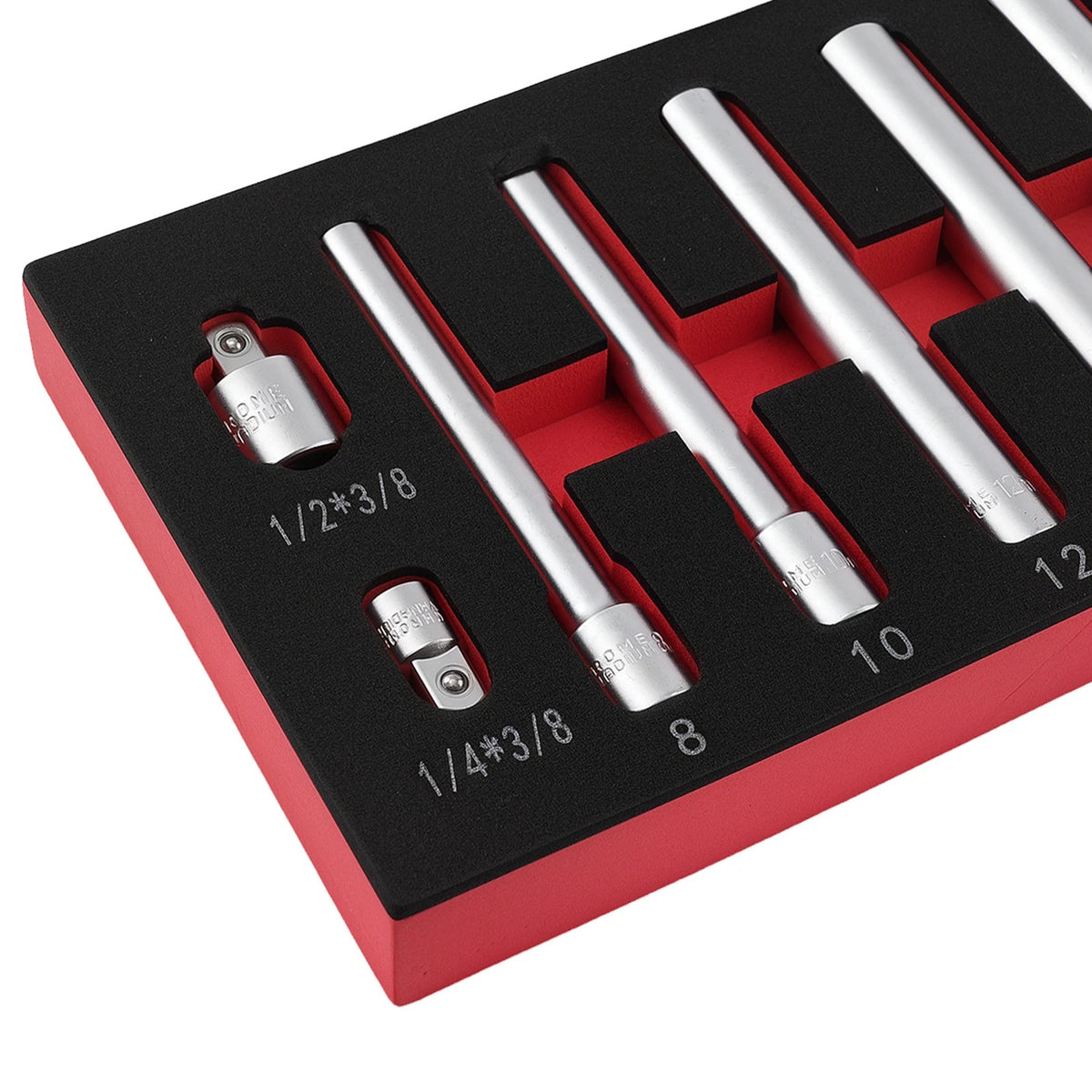 Set of 7 Deep 3/8in Drive Sockets 8-14mm CR-V 6 Point + 2 Adaptors