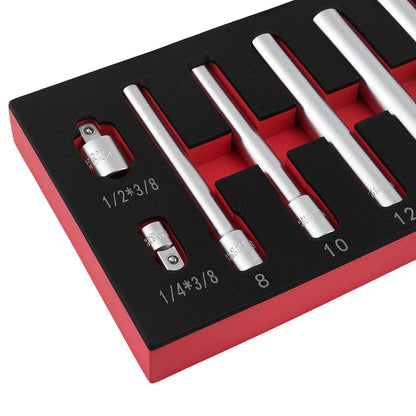 Set of 7 Deep 3/8in Drive Sockets 8-14mm CR-V 6 Point + 2 Adaptors