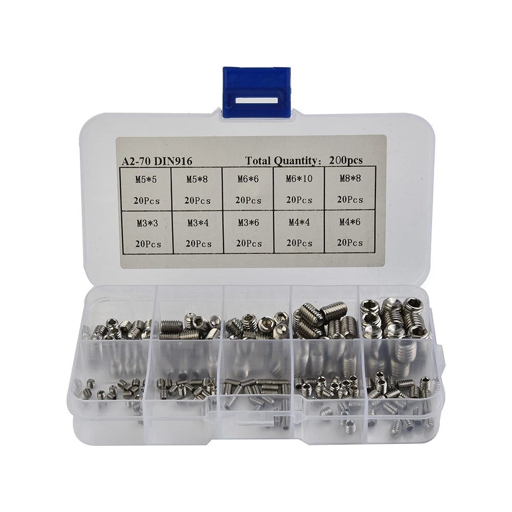 200pcs Stainless Steel Hex Wrench Socket Cap Screws M3-M8