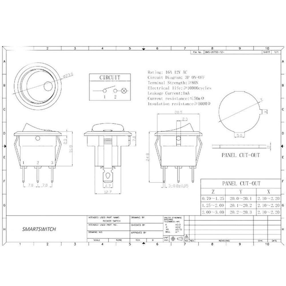 Rocker Switch SPST ON/OFF for Automotive (20A DC12V)