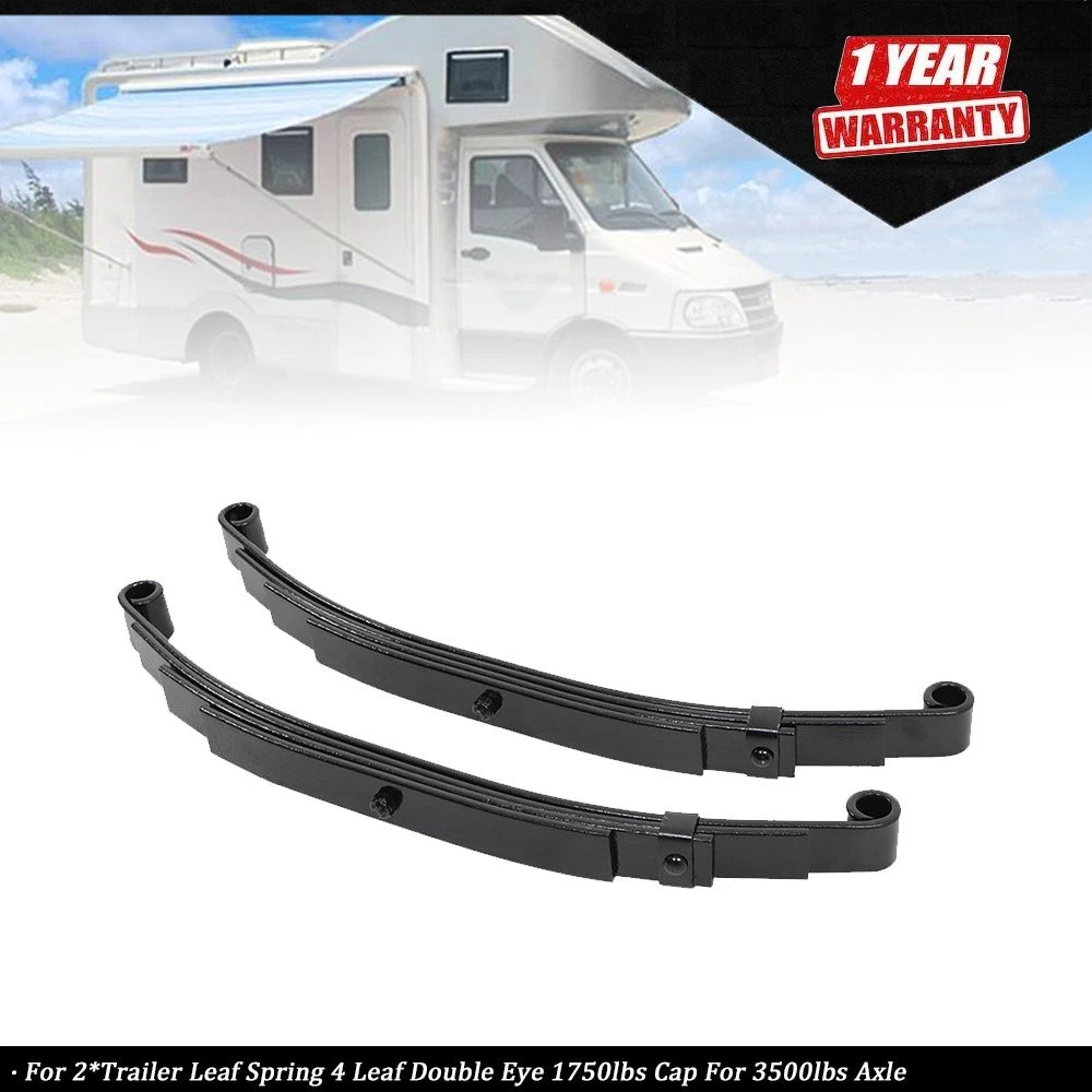 2X Trailer Leaf Spring 4 Leaf Double Eye 1750lbs for 3500lbs Axle