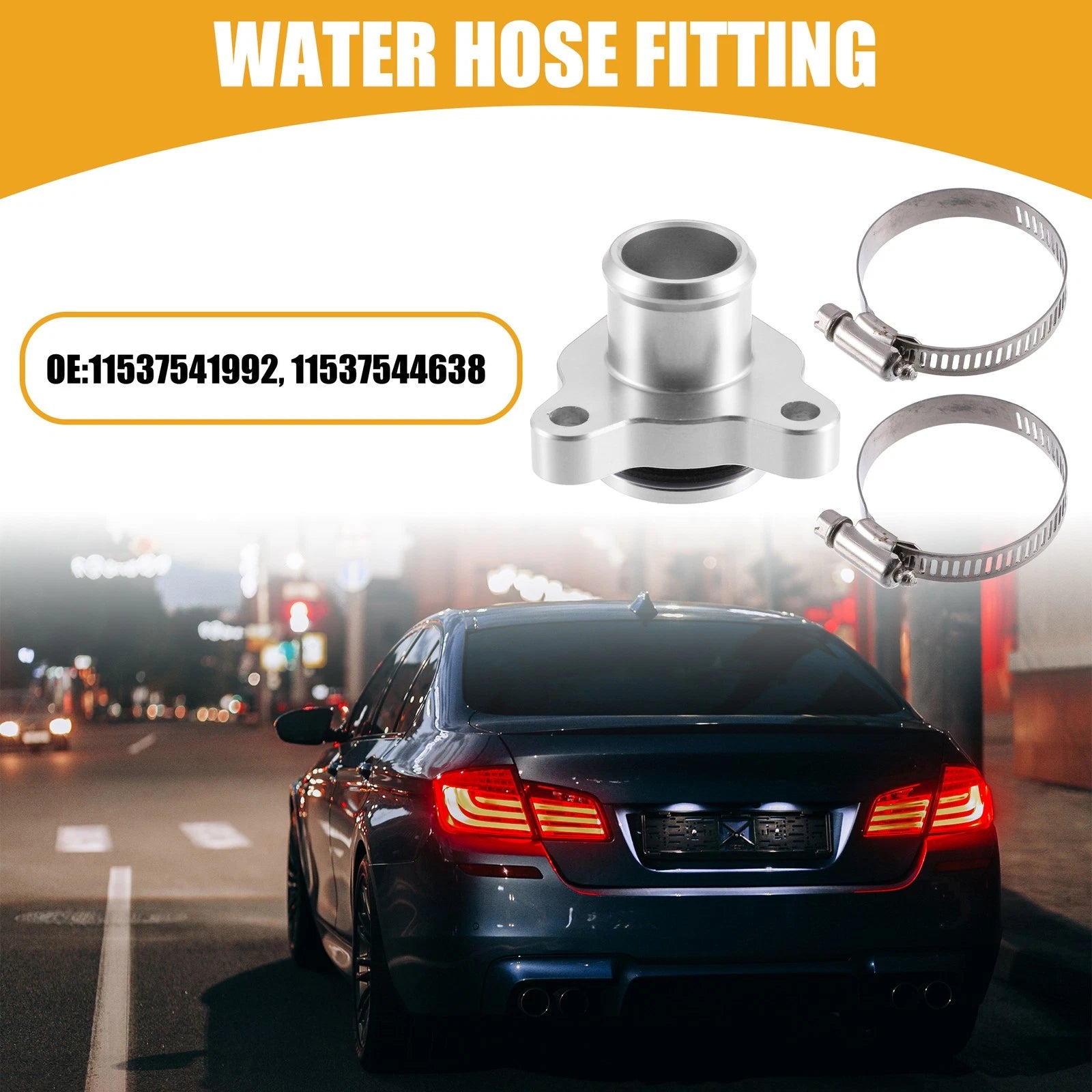 Engine Coolant Hose Fitting with Clamp Replacement for BMW (2011–2020)