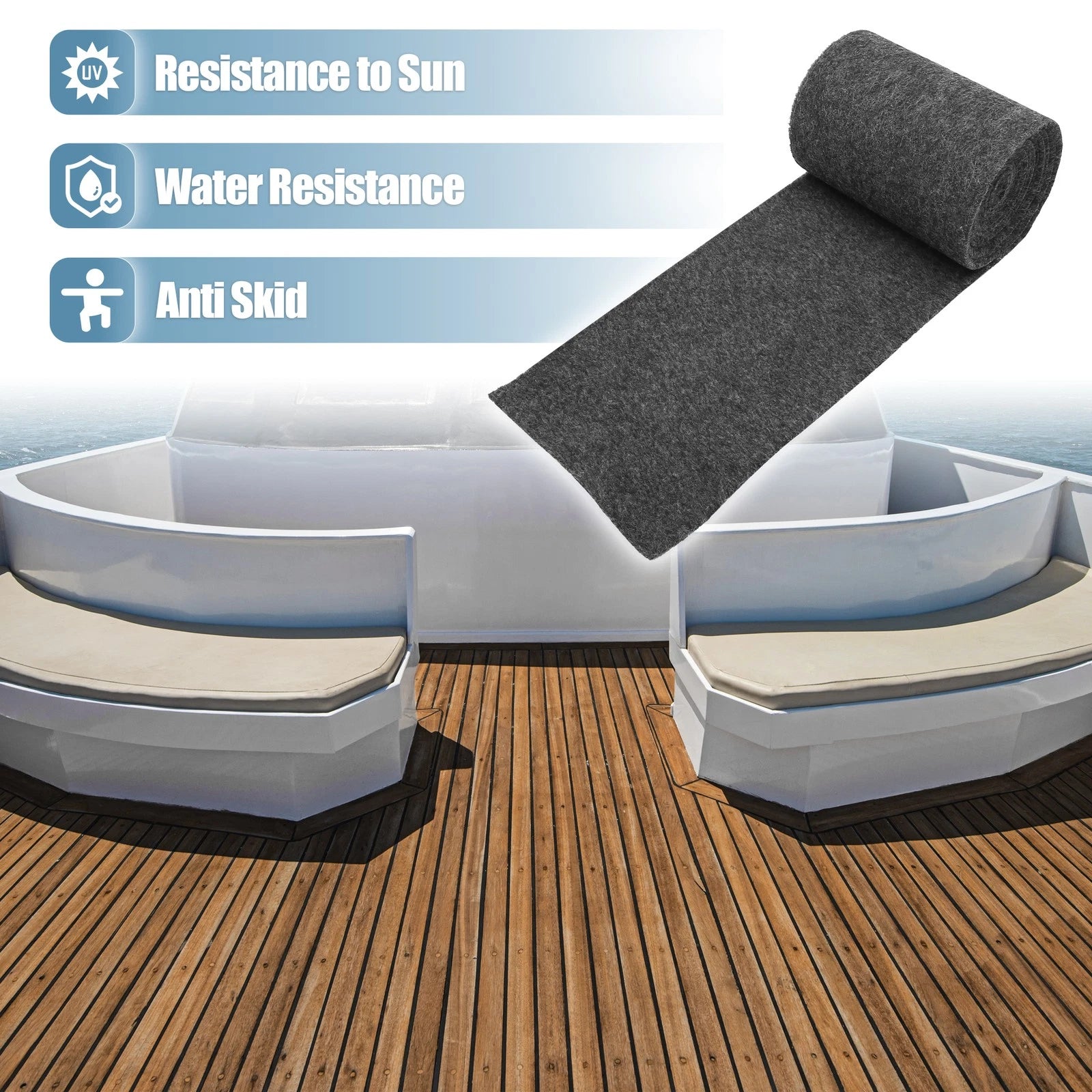 Boat Carpet Pad Decking Sheet Mat Replacement for Boat Trailers (Dark Gray)