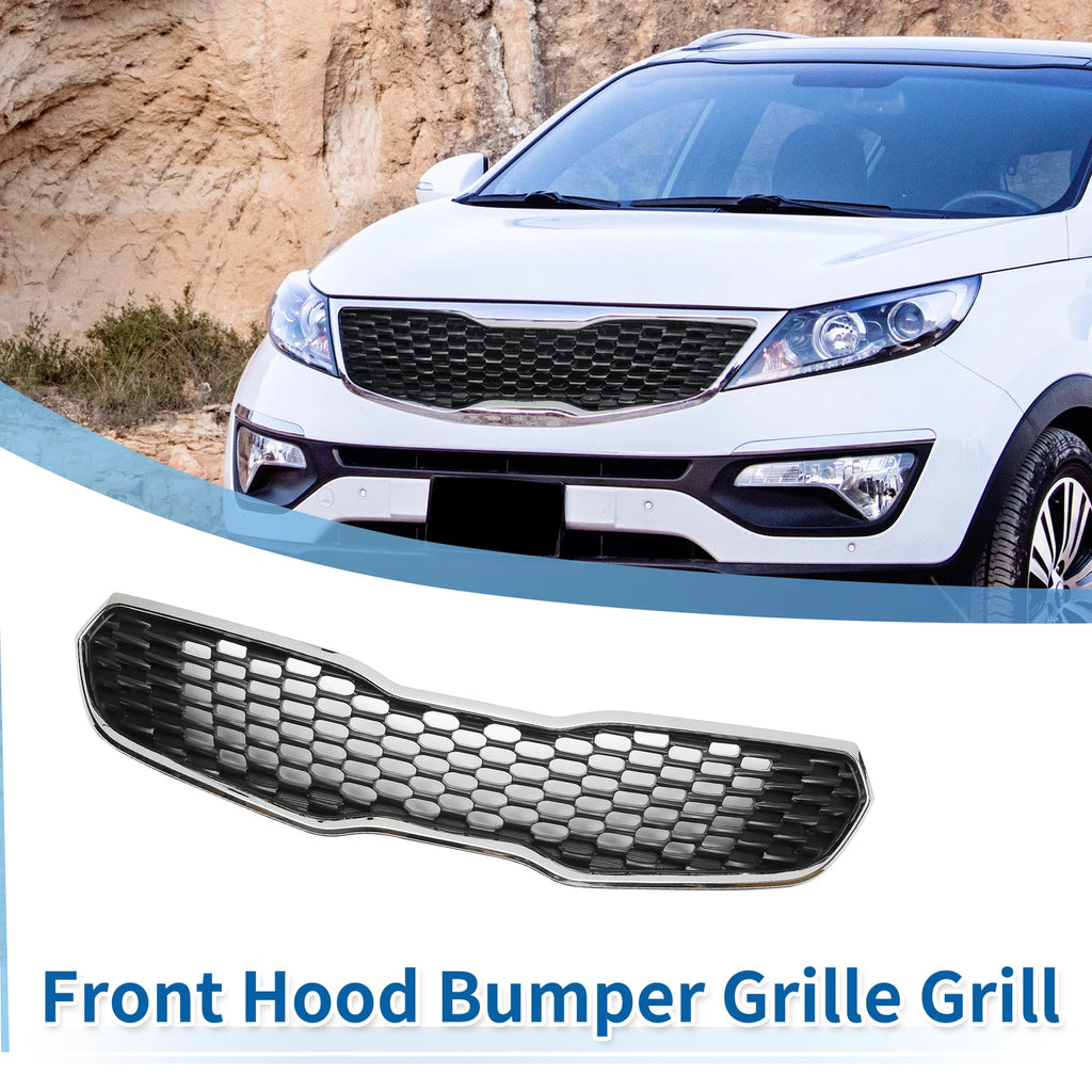Front Upper Bumper Grille for Kia Forte (2014–2016) Black Chrome