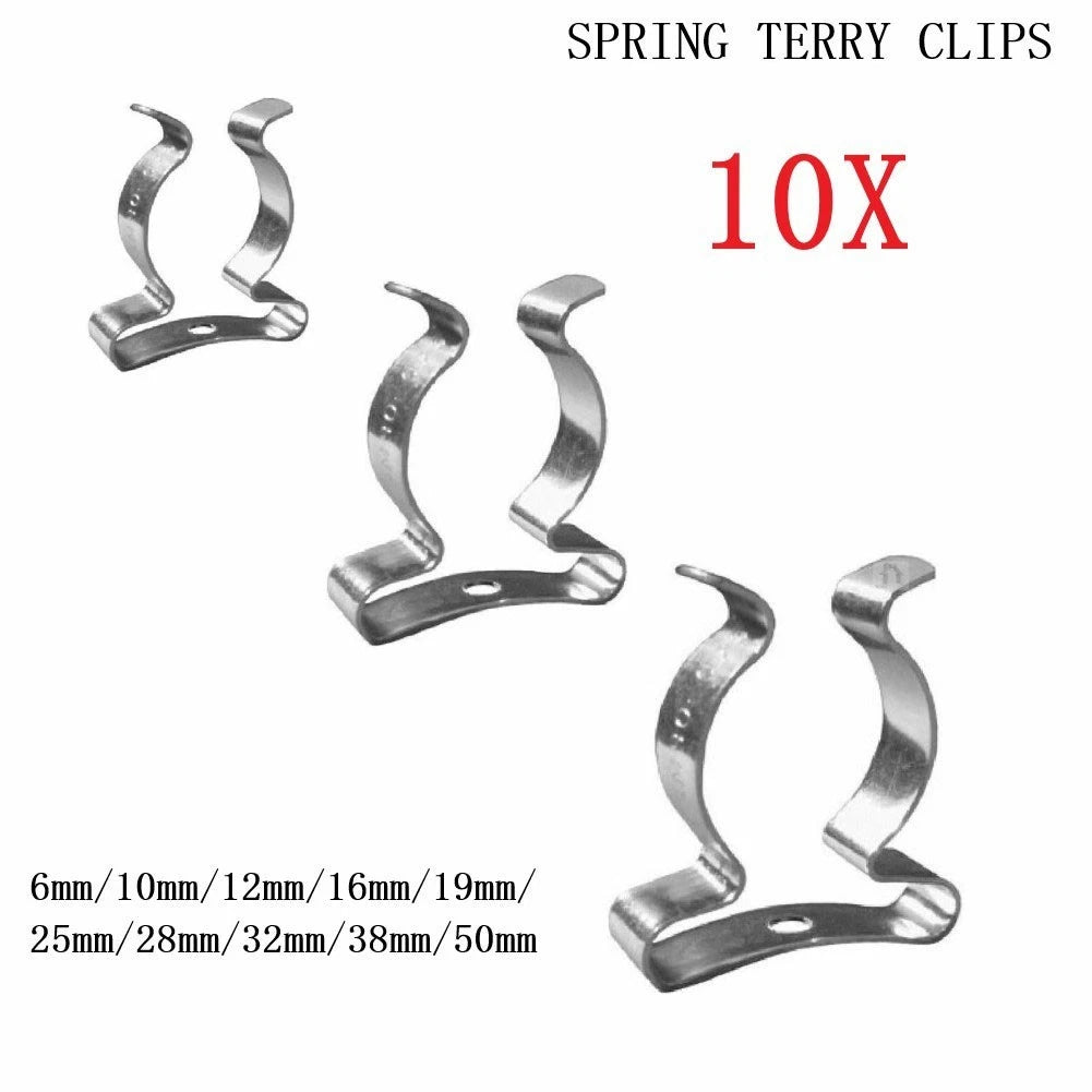 Set of 10 Terry Clips for Garages, Shacks, Cabinets - 12mm Fasteners