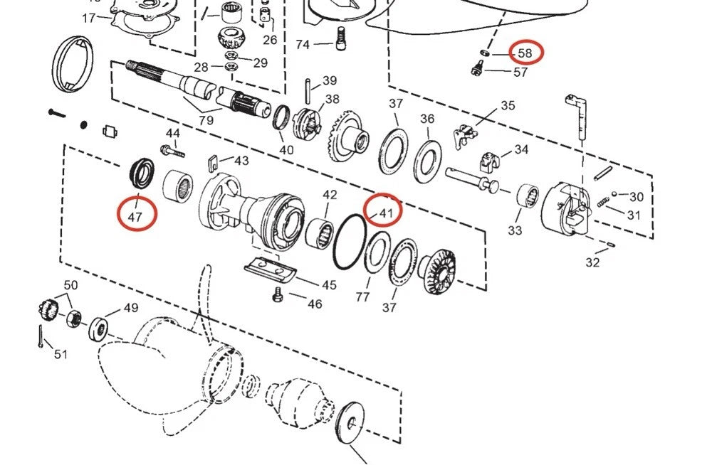 Lower Unit Seal Kit 341281 for Johnson 60' V6 (1990–1995)