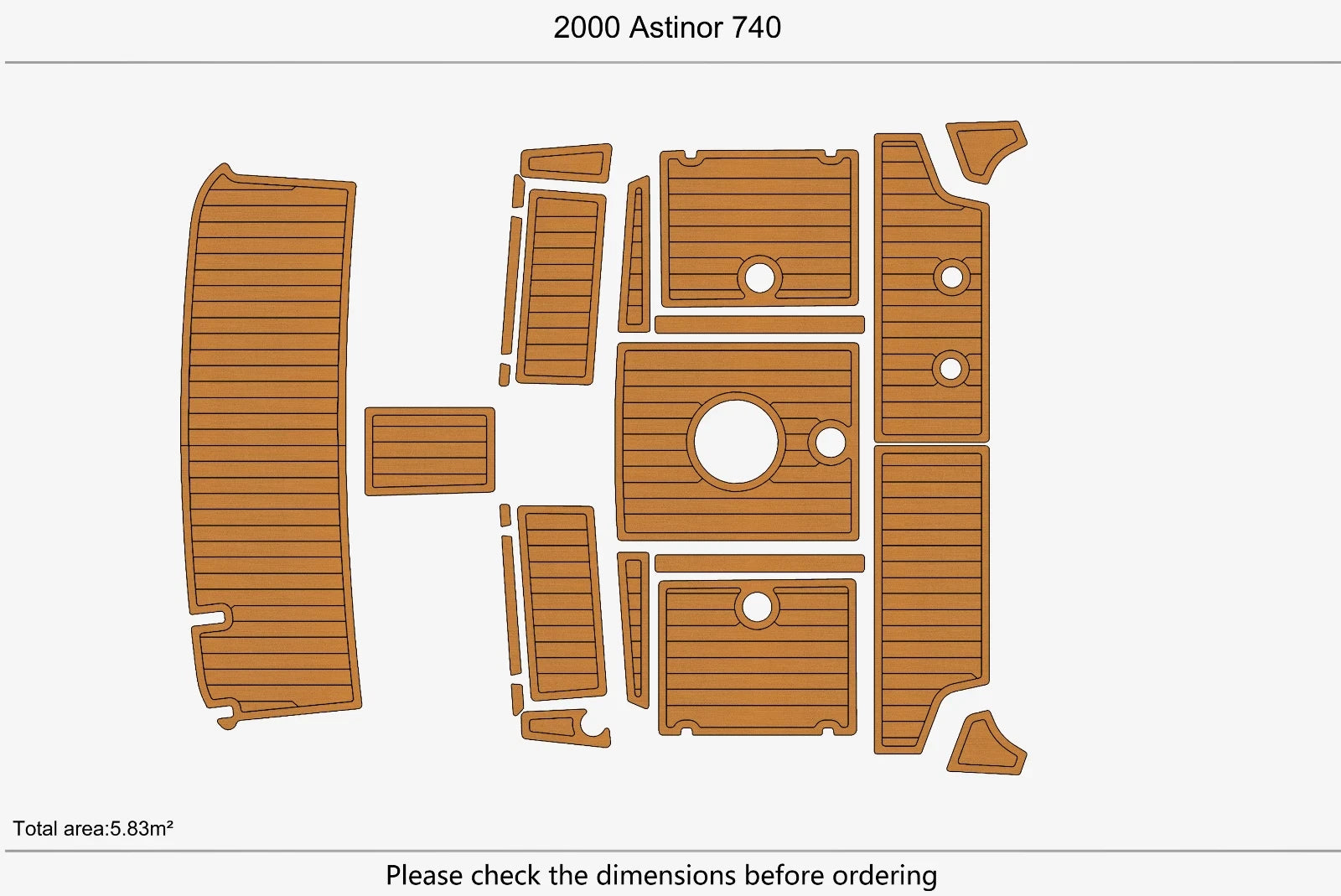 EVA Pads for Astinor 740 (2000) - Teak Faux Flooring Mat